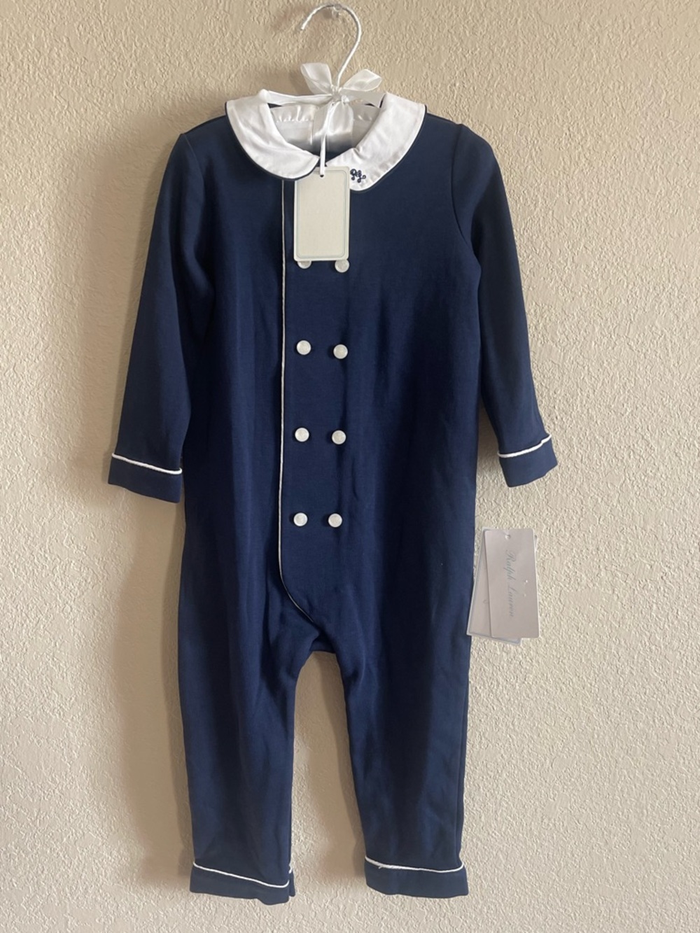 Baby Ralph Lauren Boy's Double Breasted Embroidered Coverall 18M